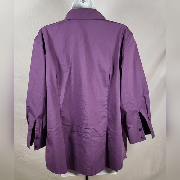 WORTHINGTON Woman Purple Button Up Stretch Blouse - Size 1X or Size 16W - Picture 2 of 4